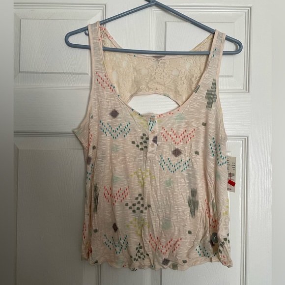 Patterned Sleeveless crop Top - Cream - Picture 1 of 3